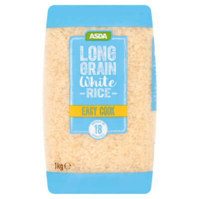 ASDA easy cook long grain white rice 1kg, imported from the UK