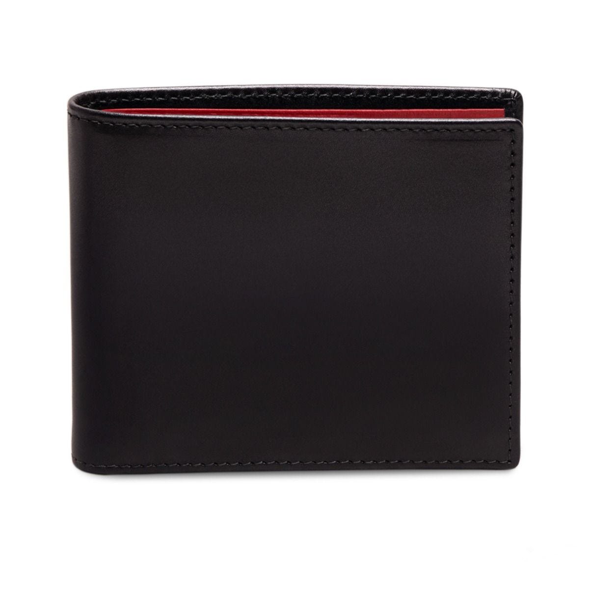 Ettinger billfold wallet black and red leather, UK version