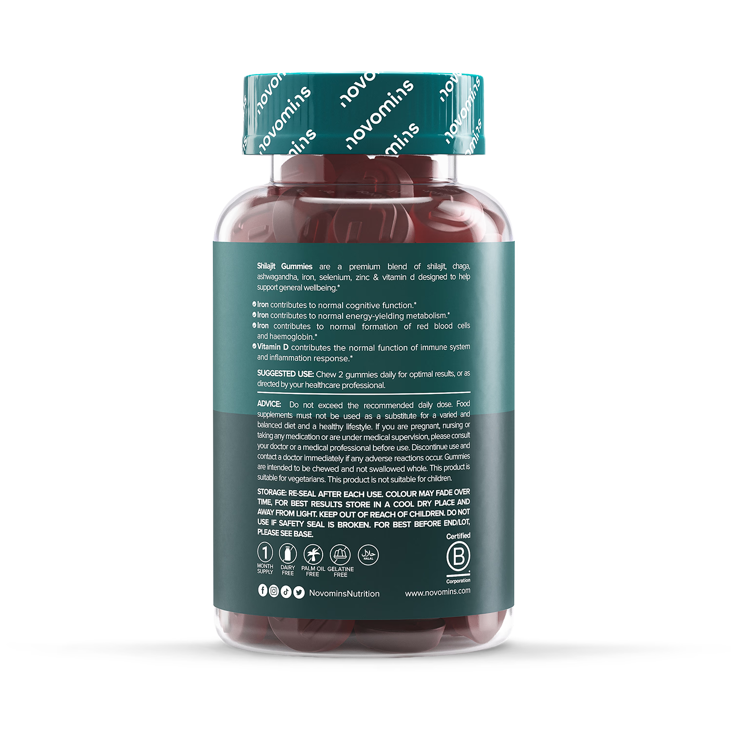Novomins shilajit gummies strawberry flavoured 60 gummies (British brand)