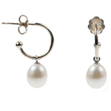 Coleman Douglas white pearl silver hoop earrings 2.5cm - British product