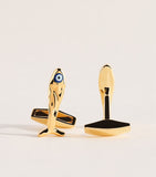 Tateossian gold-plated sterling silver Feng Shui fish cufflinks, UK version