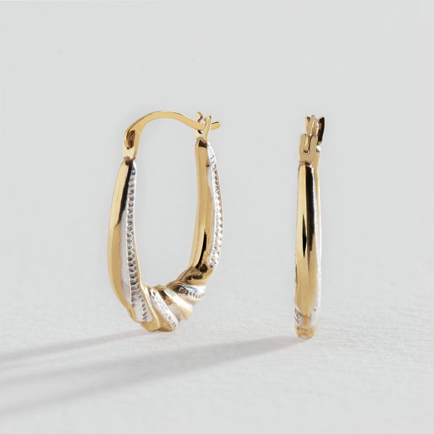Revere 9ct gold two-tone creole hoop earrings - British product