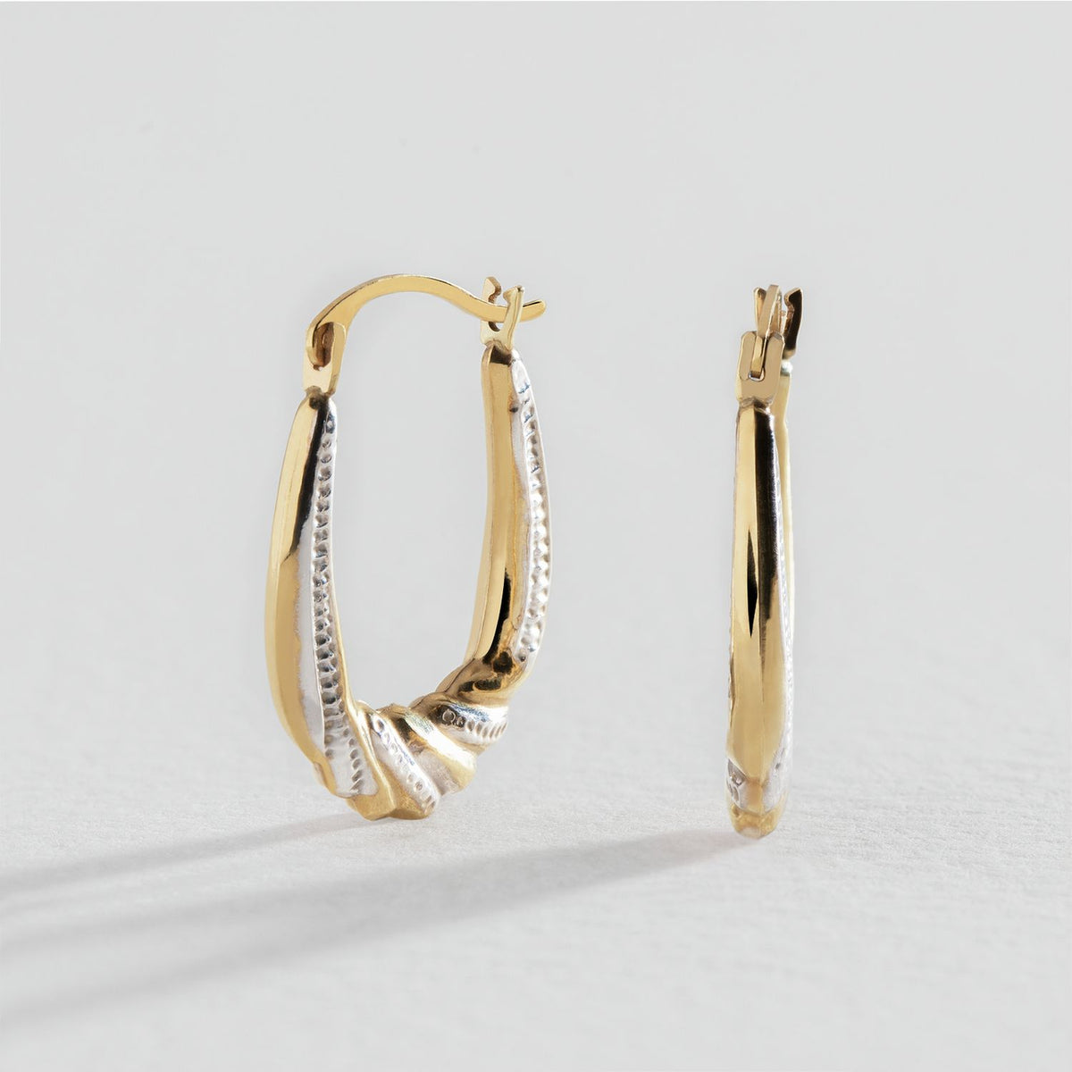Revere 9ct gold two-tone creole hoop earrings - British product
