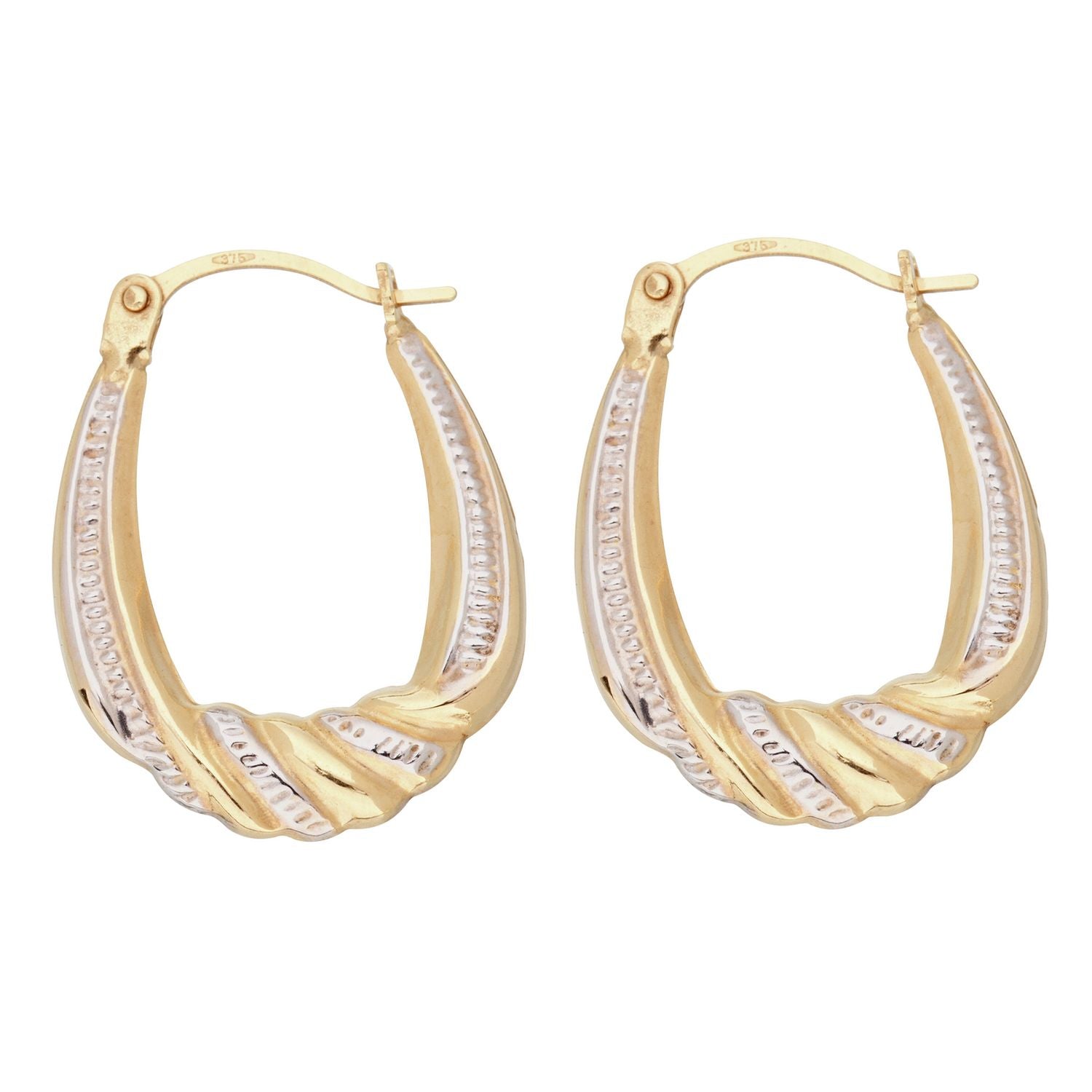 Revere 9ct gold two-tone creole hoop earrings - British product