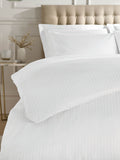 Catherine Lansfield White Satin Stripe Duvet Cover and Pillowcase Set