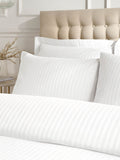 Catherine Lansfield White Satin Stripe duvet cover and pillowcase set - British product