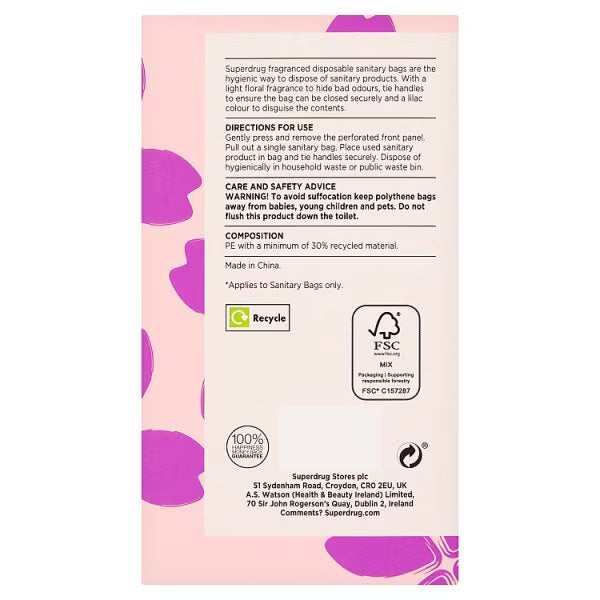 Superdrug Sanitary Disposal Bags Fragranced (British brand)