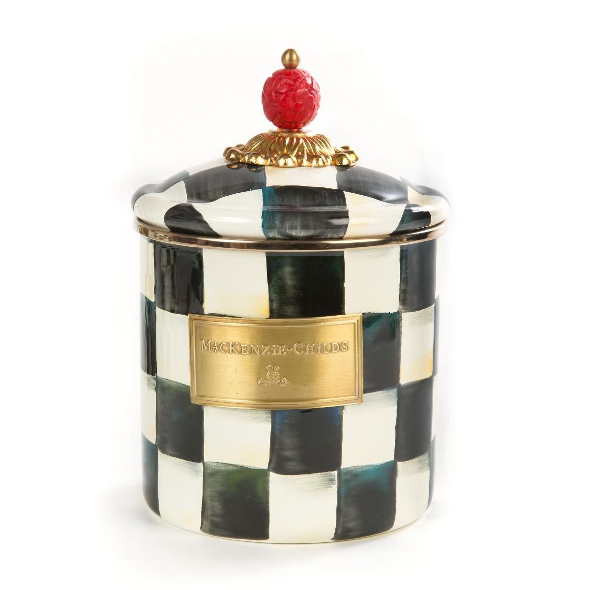 MacKenzie-Childs Courtly Check enamel canister small (British brand)
