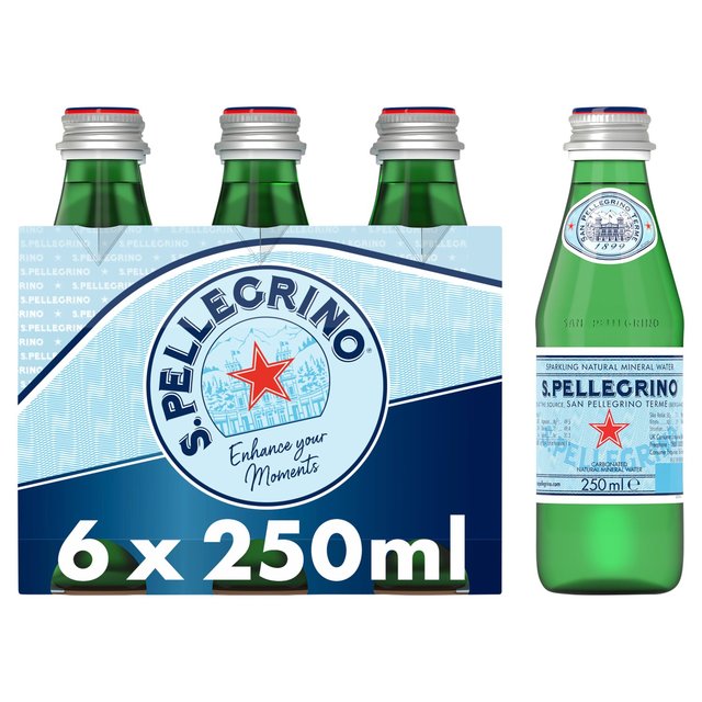 San Pellegrino Sparkling Natural Mineral Water Glass   6 x 250ml GOODS M&S   