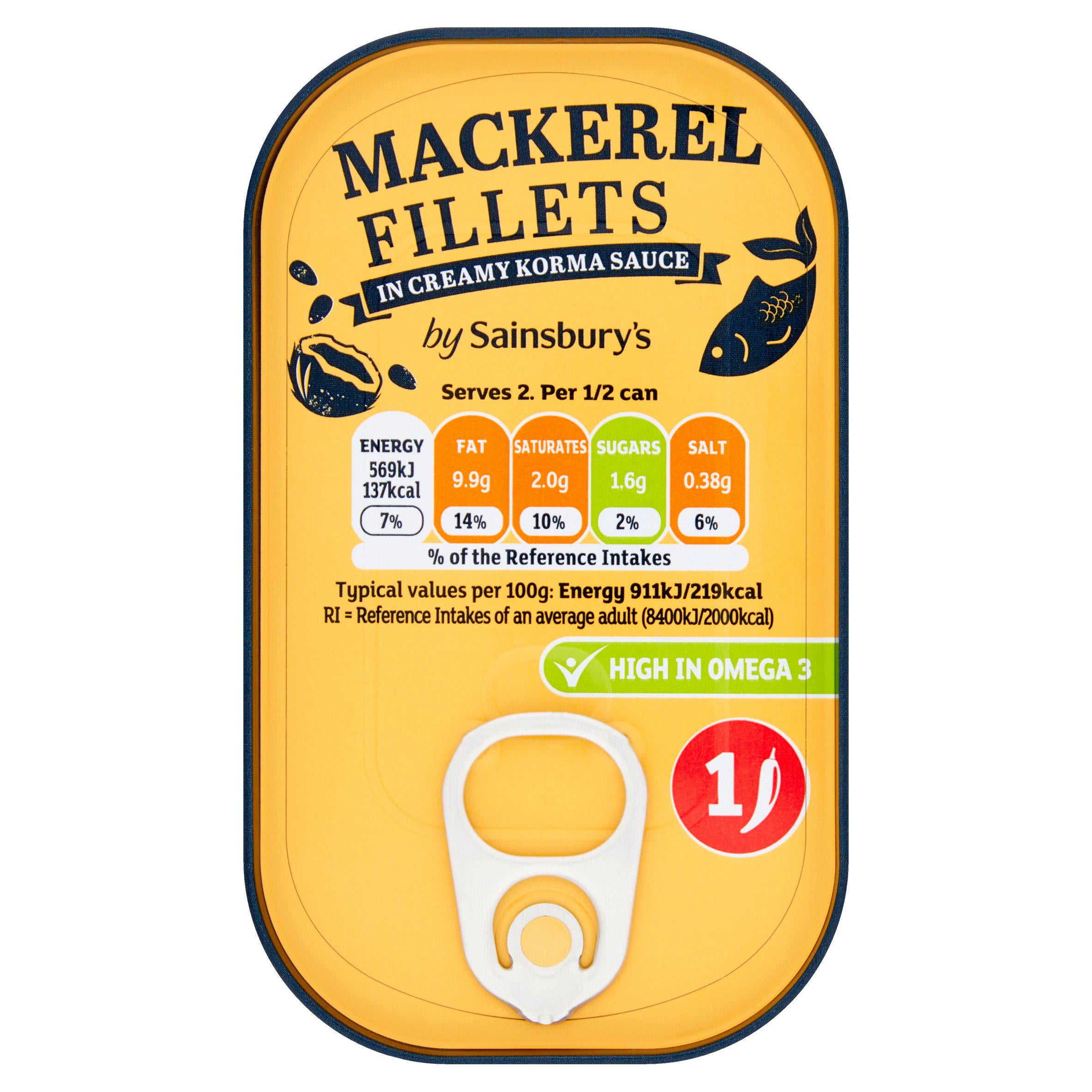 Sainsbury's Mackerel Creamy Korma 125g Fish Sainsburys   