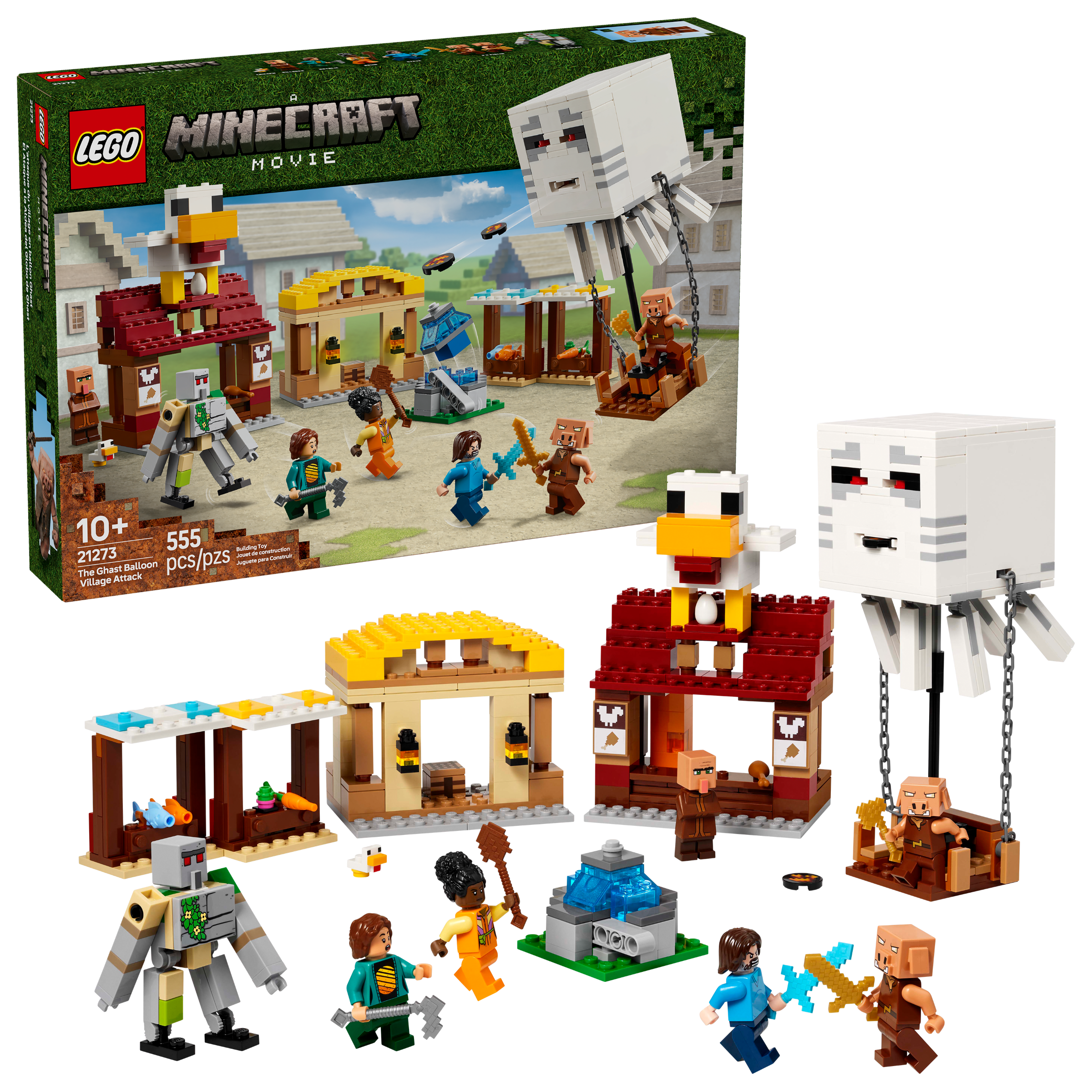 LEGO Minecraft Ghast Balloon Village Attack 555 pieces, imported from the UK
