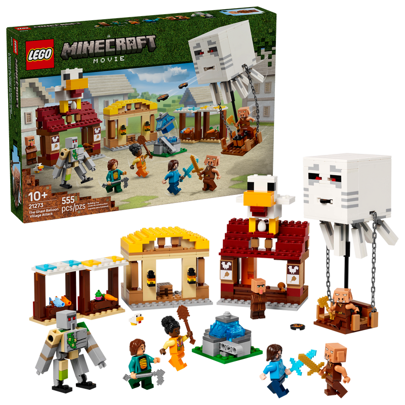 LEGO Minecraft Ghast Balloon Village Attack 555 pieces, imported from the UK
