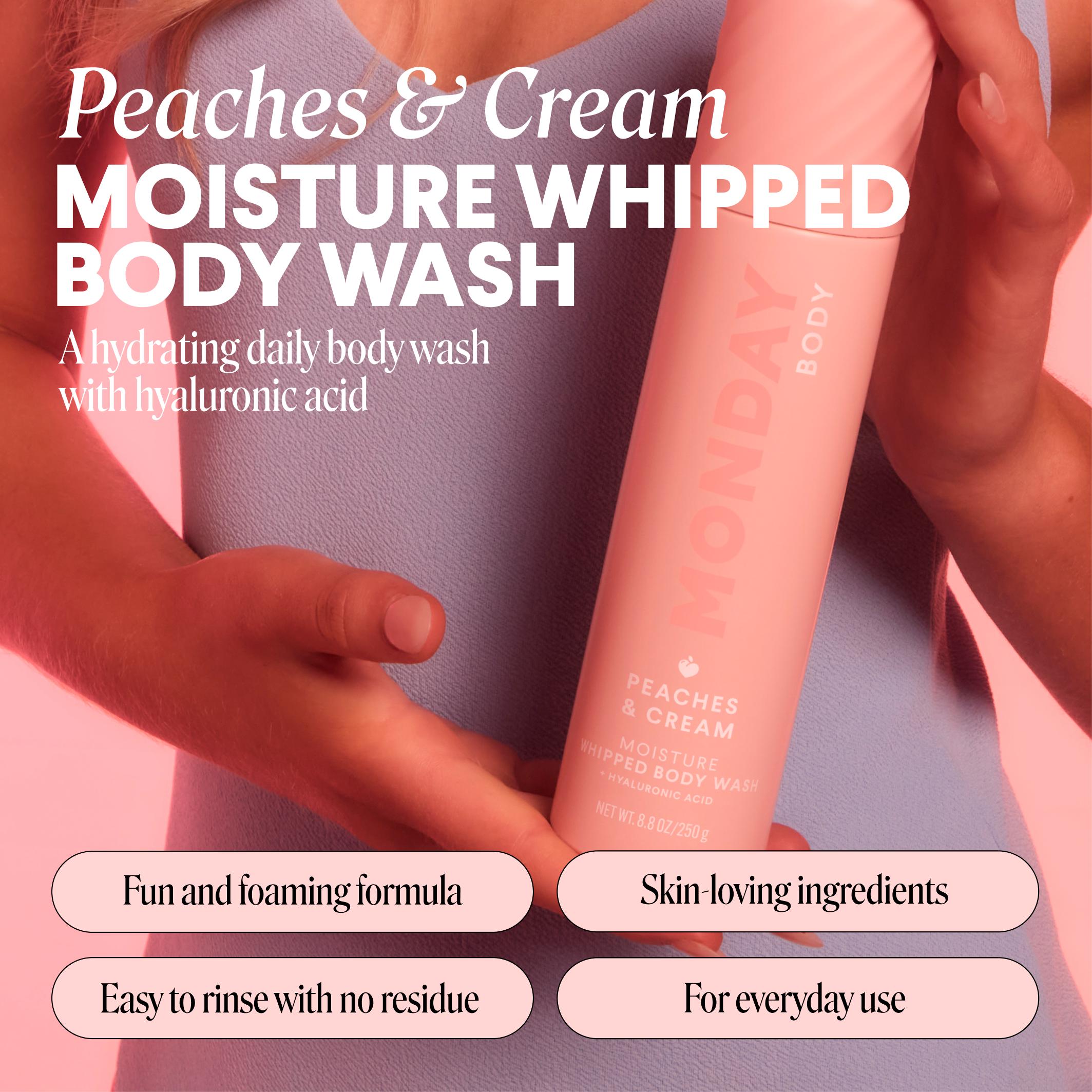 Monday Haircare Peaches & Cream whipped body wash 265ml, imported from the UK