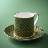 Fortnum's green bone china coffee cup and saucer, UK version
