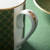 Fortnum's green bone china coffee cup and saucer, UK version