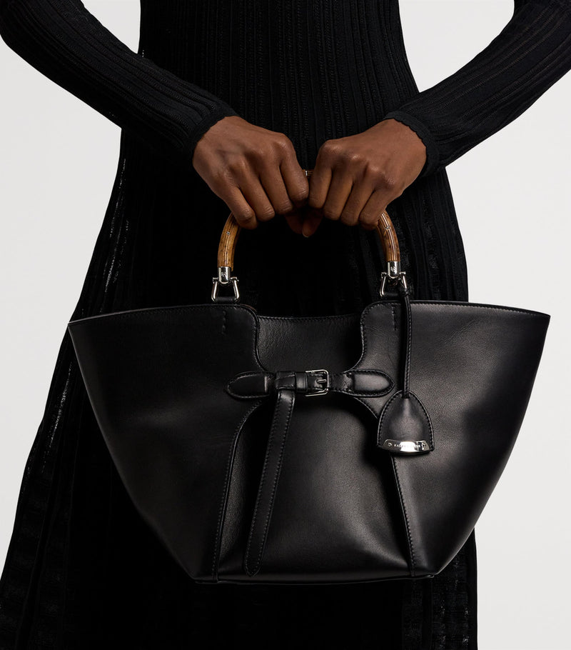 Ralph Lauren Collection leather tote bag with wooden handles, imported from the UK