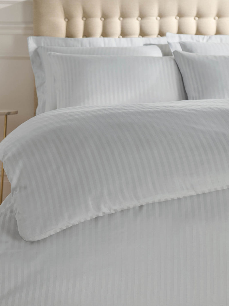 Catherine Lansfield Grey Satin Stripe duvet cover and pillowcase set - British product