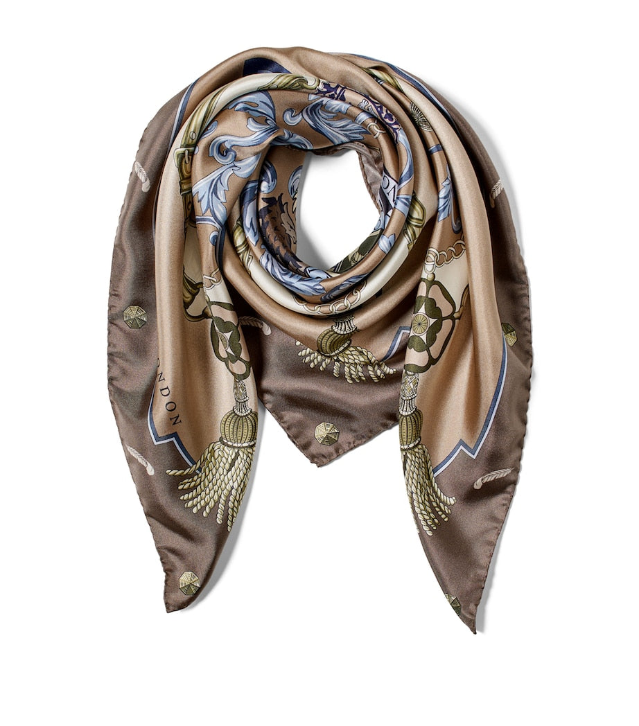 Aspinal of London silk scarf signature printed 90cm (British brand)