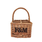 4-bottle wicker basket for home storage (British brand)