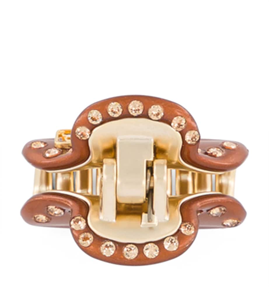 Alexandre de Paris gold-plated crystal-embellished claw hair clip 3cm, UK version