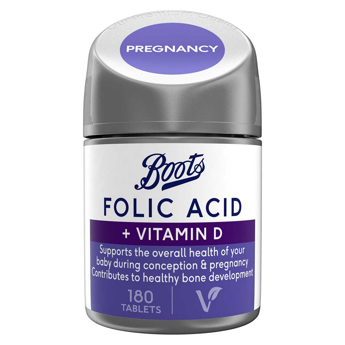 Boots Folic Acid + Vitamin D Tablets - 180 Tablets GOODS Boots   