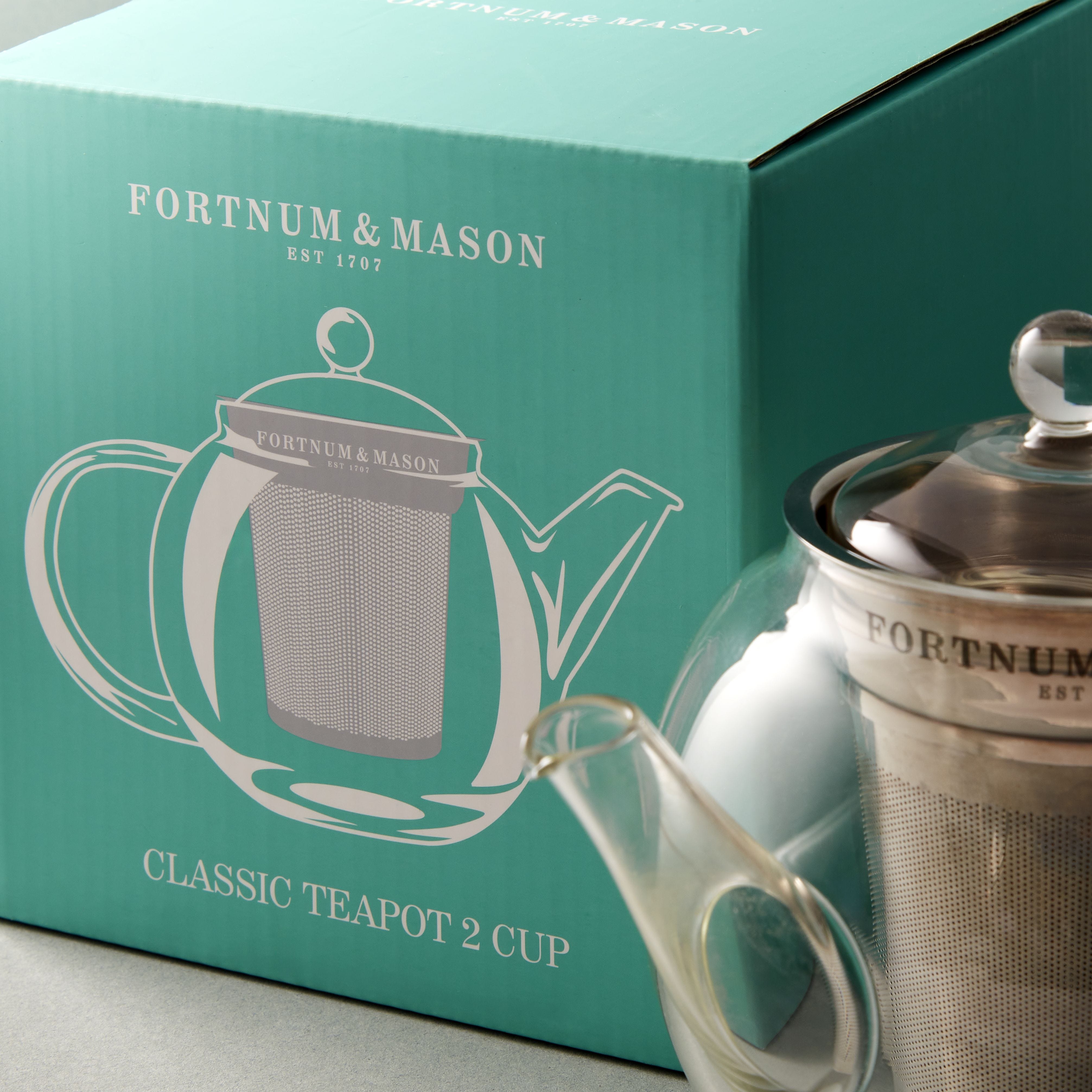 Fortnum's classic glass teapot with infuser 2 cup, UK version