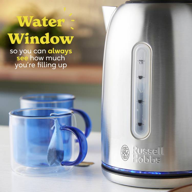 Russell Hobbs stainless steel quiet boil kettle 1.7 litre (British brand)