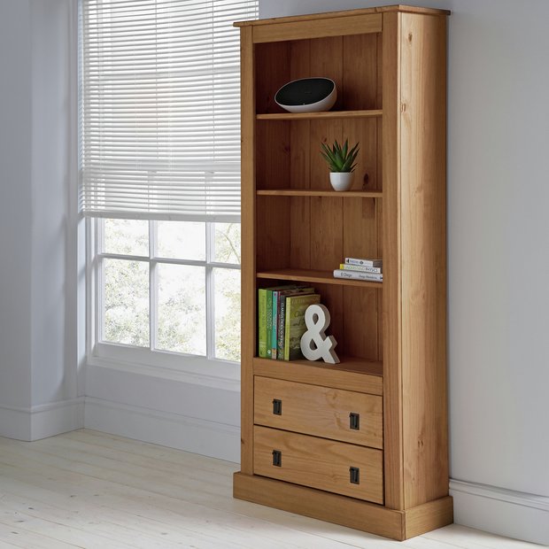 Argos Home solid pine 2 drawer bookcase 180cm high - British product