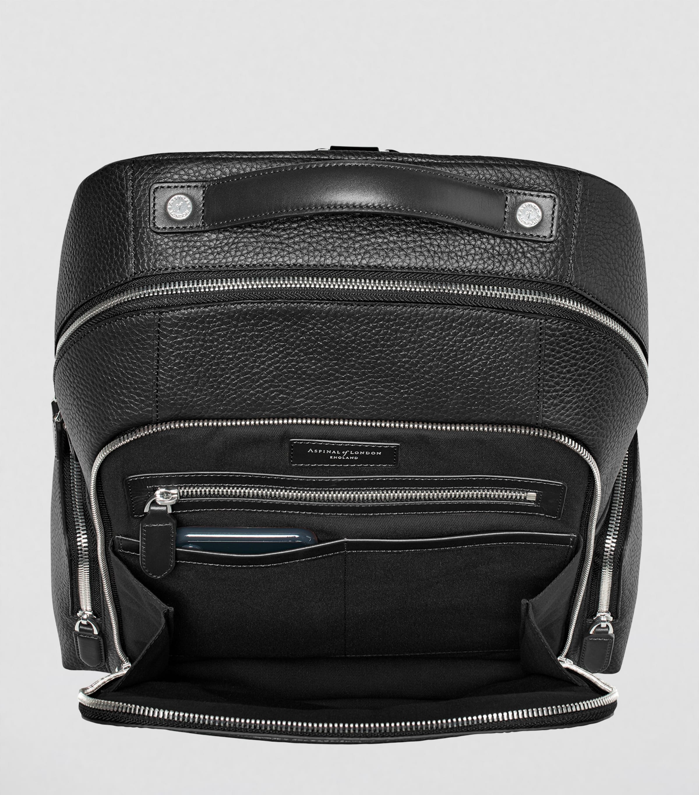 Aspinal London Pebble Leather Reporter Backpack, imported from the UK