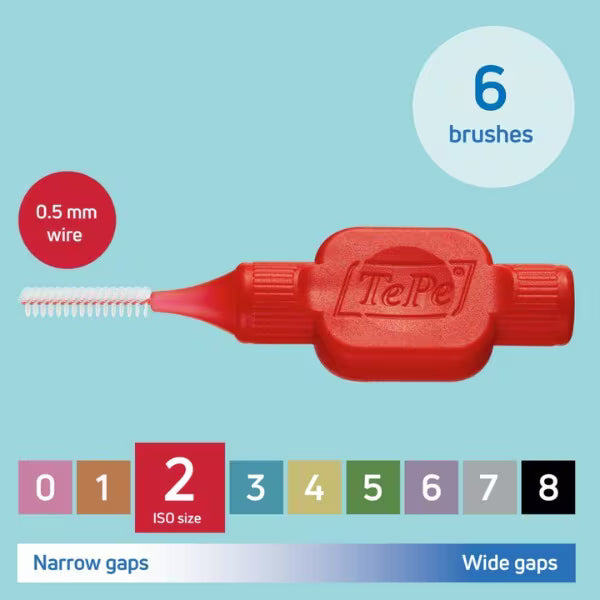 TePe Interdental Brush 0.5mm ISO Size 2 (British brand)