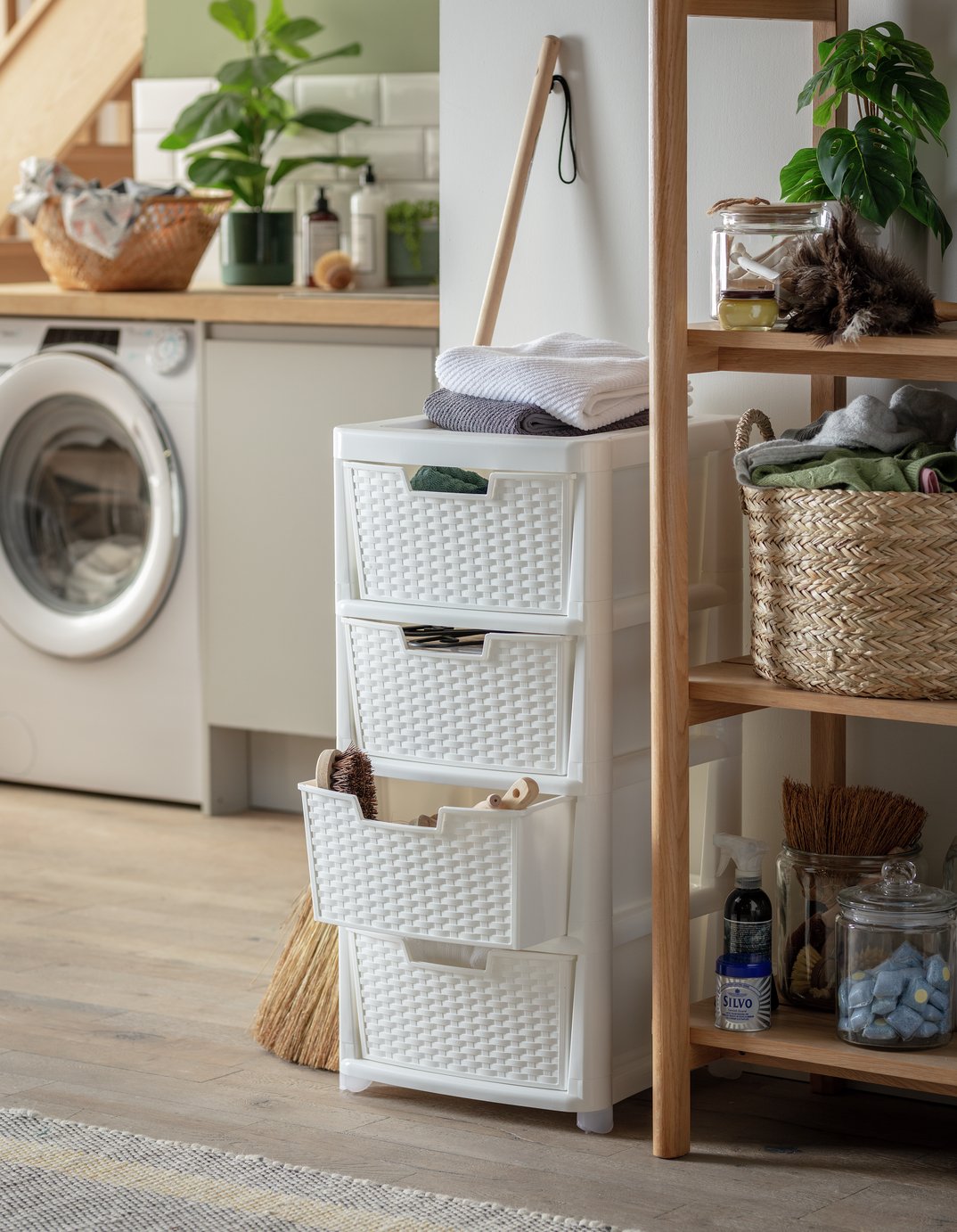 Argos Home rattan storage tower white 80L - British product