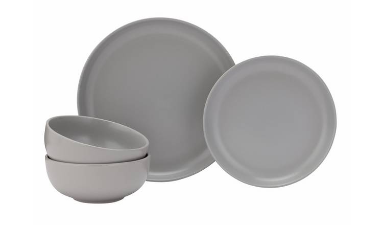 Habitat 12 piece stoneware dinner set in matte grey, imported from the UK