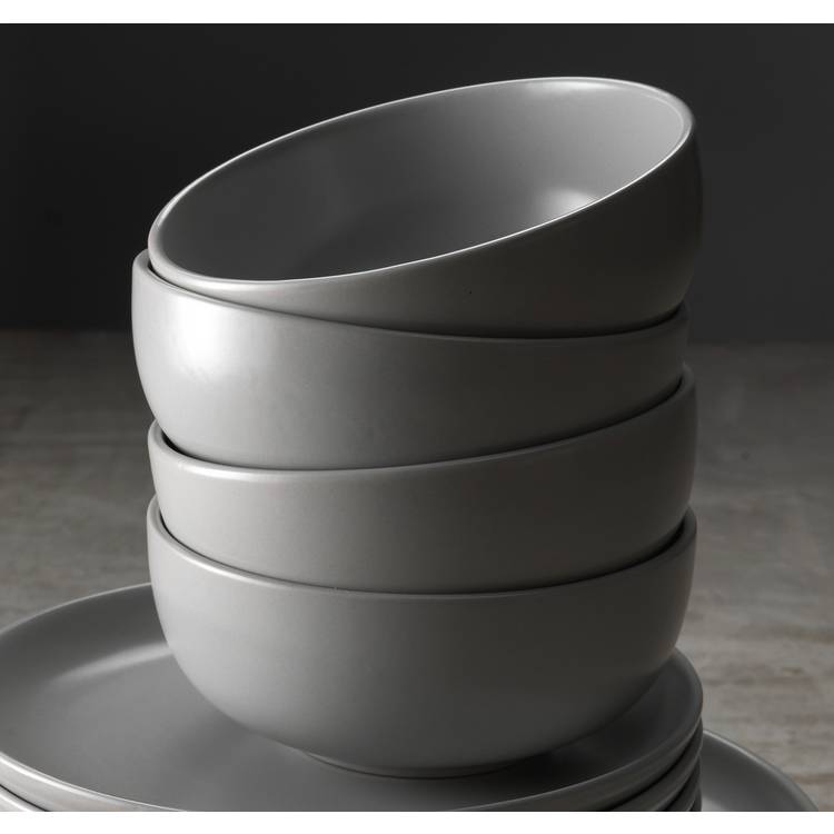 Habitat 12 piece stoneware dinner set in matte grey, imported from the UK