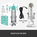 Blue Yeti USB streaming microphone Silver - British product