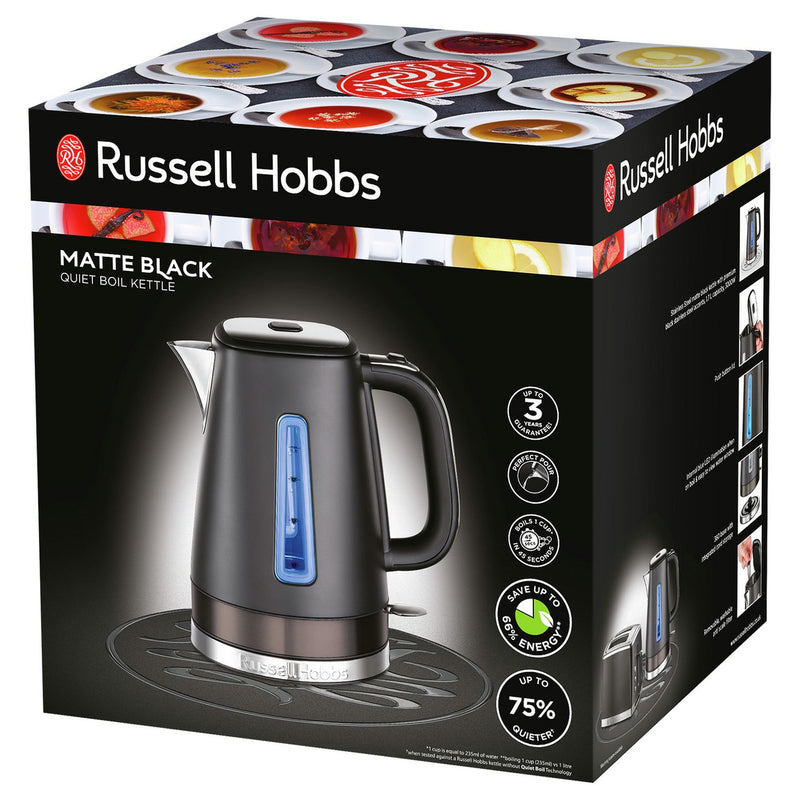 Russell Hobbs Luna Matte Black Kettle 1.7L, UK version