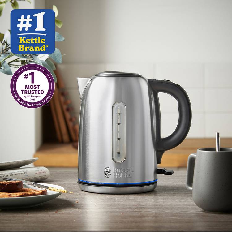 Russell Hobbs Buckingham stainless steel kettle 1.7L, imported from the UK