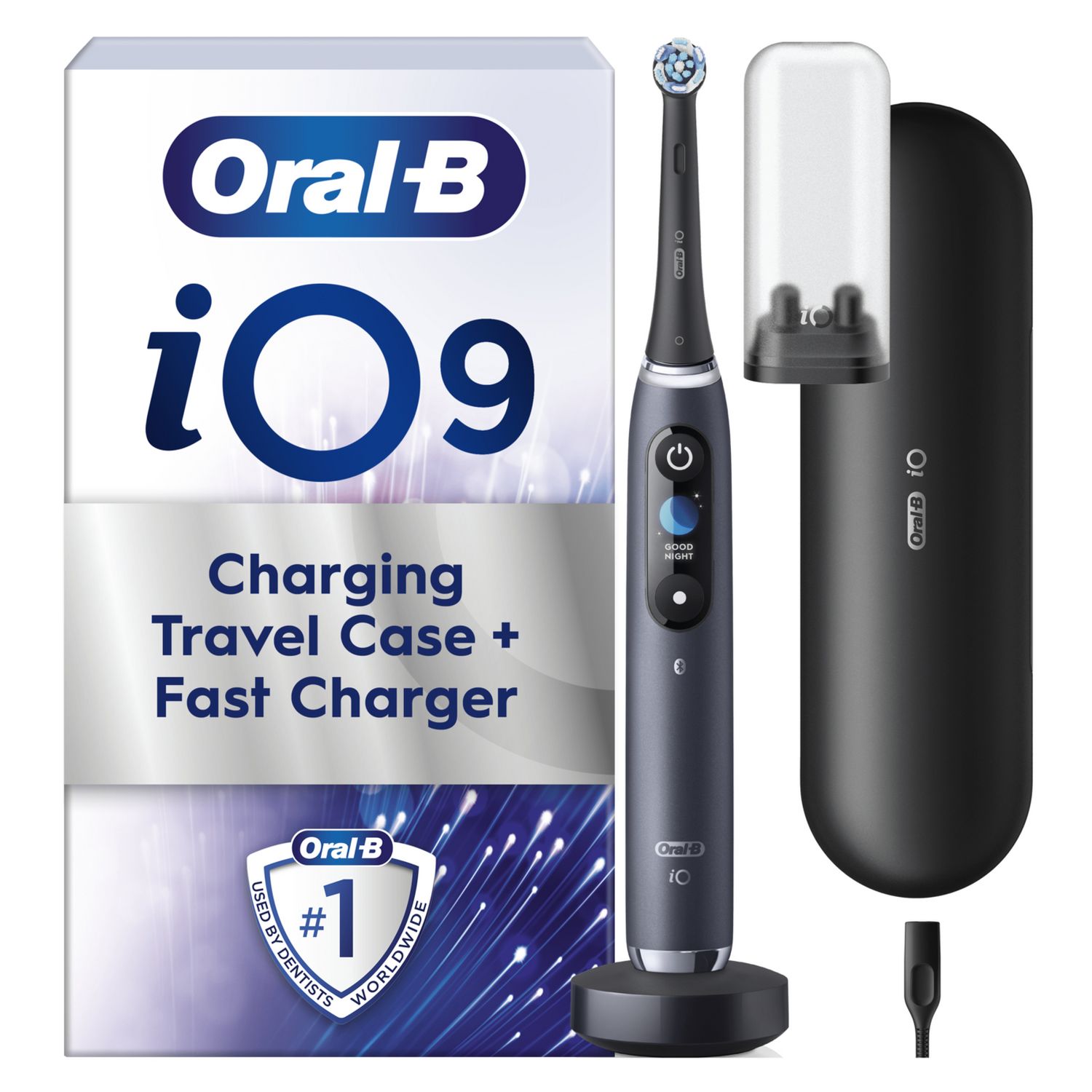 Oral-B iO 9 black electric toothbrush, imported from the UK