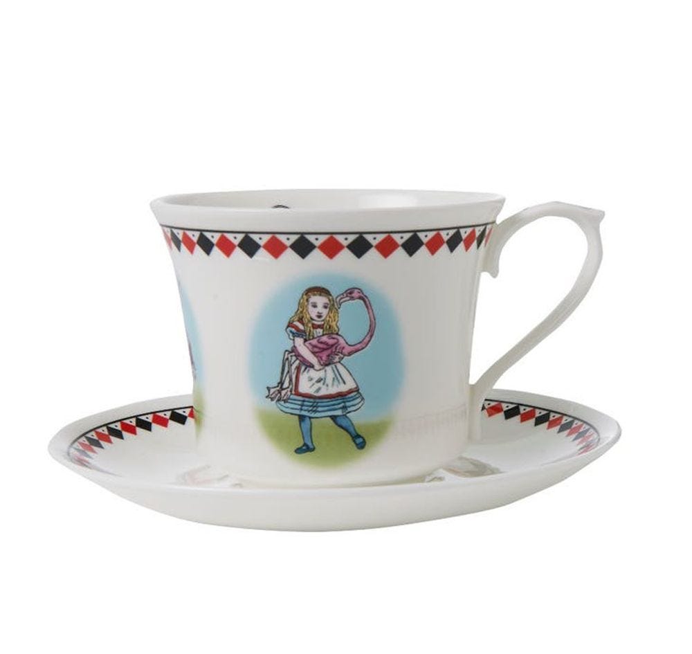 Halcyon Days Alice in Wonderland teacup and saucer (British brand)