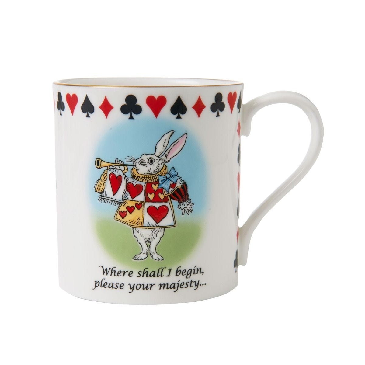 Halcyon Days Alice in Wonderland White Rabbit mug, imported from the UK