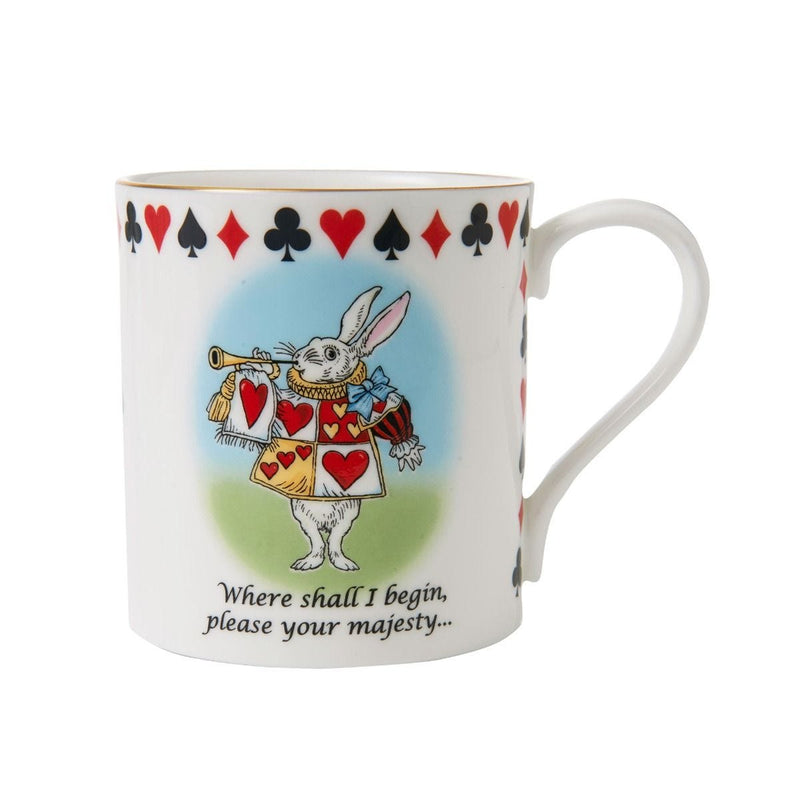 Halcyon Days Alice in Wonderland White Rabbit mug, imported from the UK