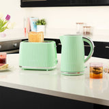 Russell Hobbs Eden kettle and toaster set pistachio green, UK version
