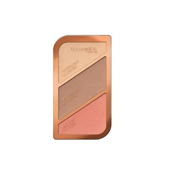 Rimmel Sculpting Highlighter Palette Coral Glow 18.5g, imported from the UK