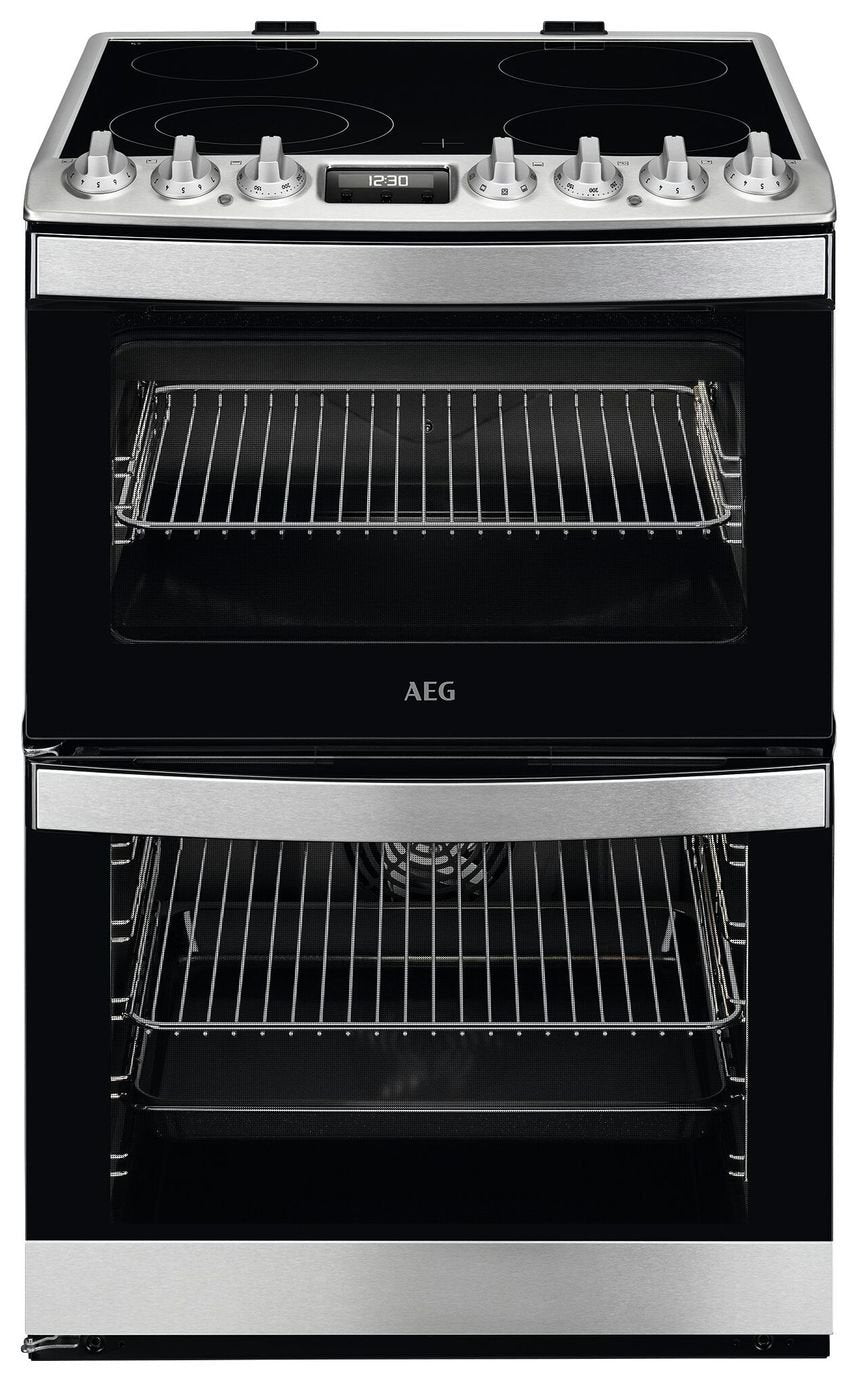 AEG 60cm double electric cooker in stainless steel - British product