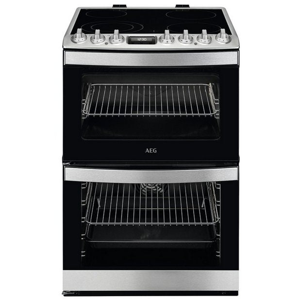 AEG 60cm double electric cooker in stainless steel - British product