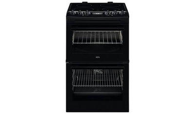 Argos AEG CCX1530ACB Dobbel Elektrisk Komfyr Svart 55cm - Kjøp online hos McGrocer