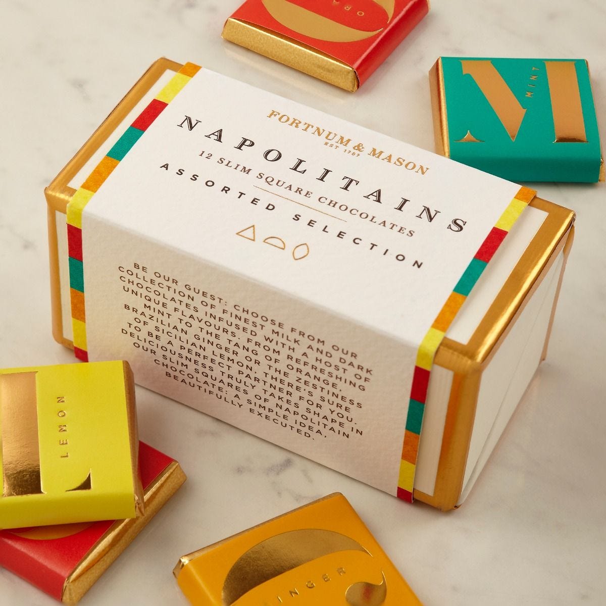 Fortnum's assorted Napolitains chocolate squares 78g - British product
