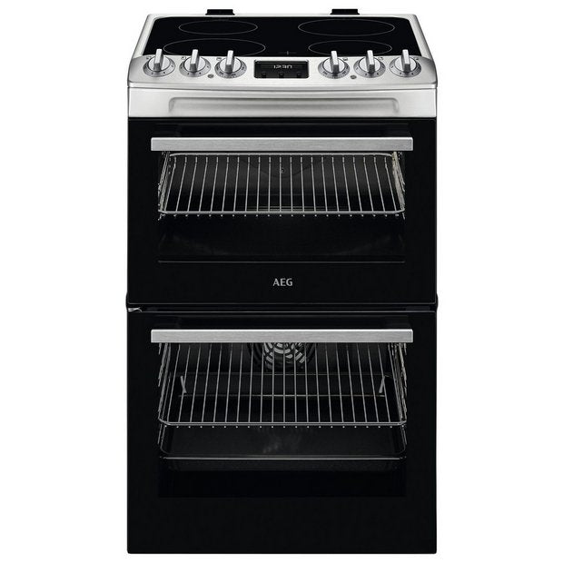 AEG 55cm double electric cooker in stainless steel - British product