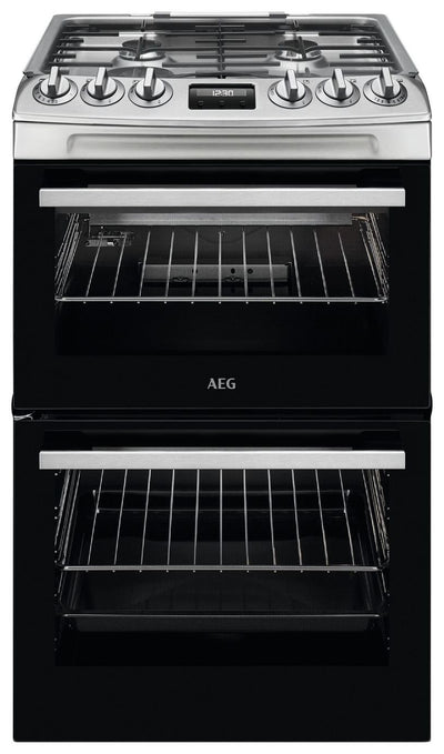 Argos AEG CGX1130ACM 55cm Dobbel Gasskomfyr Rustfritt Stål - Kjøp online hos McGrocer