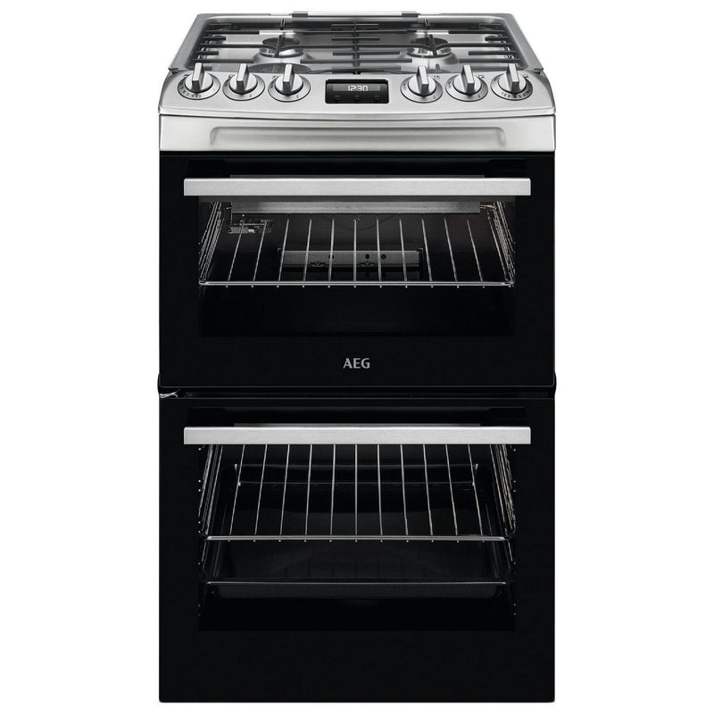 AEG stainless steel 55cm double oven gas cooker - British product