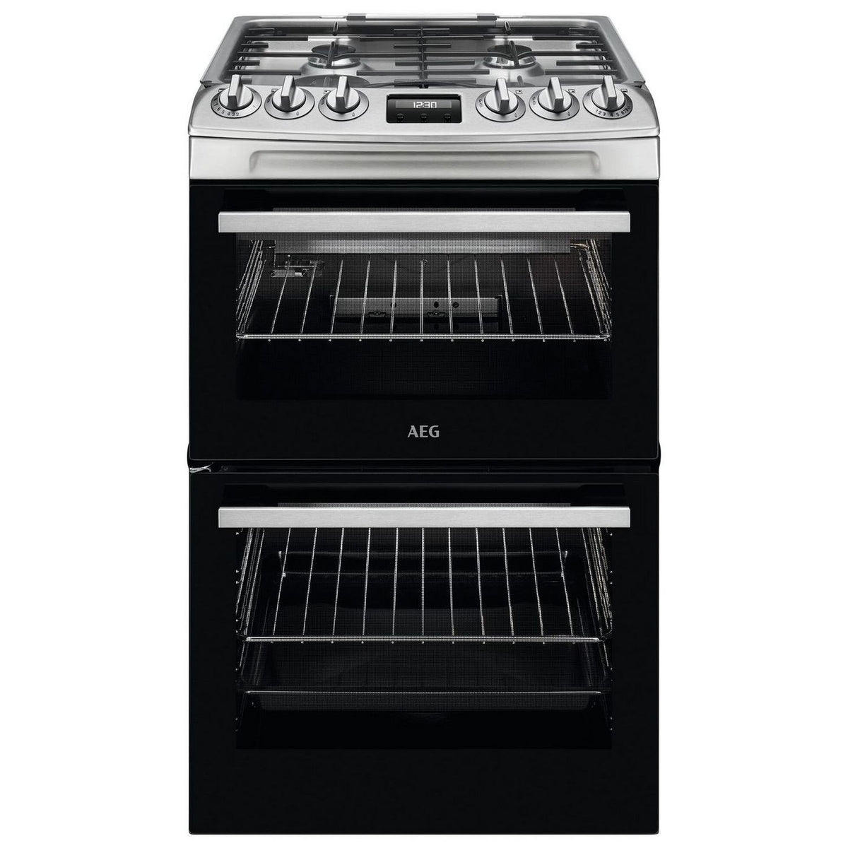 AEG stainless steel 55cm double oven gas cooker - British product